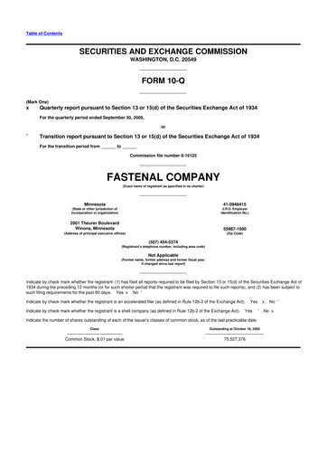 Thumbnail Fastenal 10-Q Quarterly Report FY 