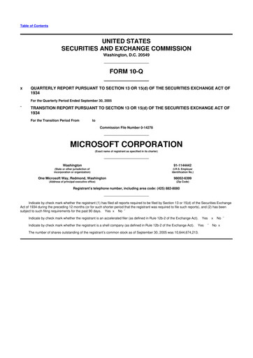 Thumbnail Microsoft 10-Q Quarterly Report FY 