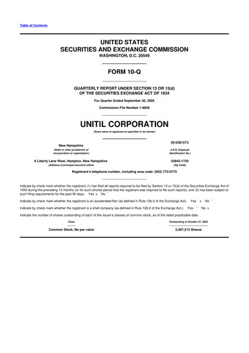 Miniature Unitil Corporation
 10-Q Rapport trimestriel  
