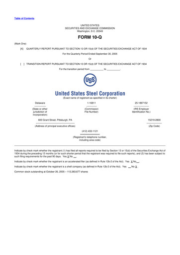 Thumbnail U.S. Steel
 10-Q Quarterly Report FY 
