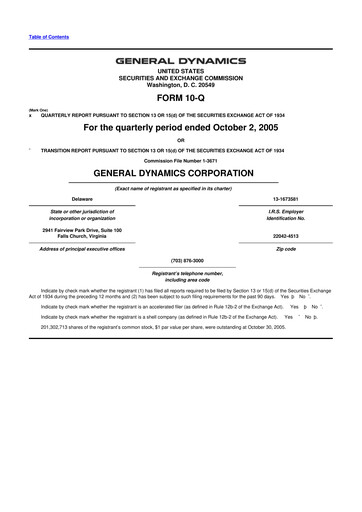 Thumbnail General Dynamics 10-Q Quarterly Report FY 