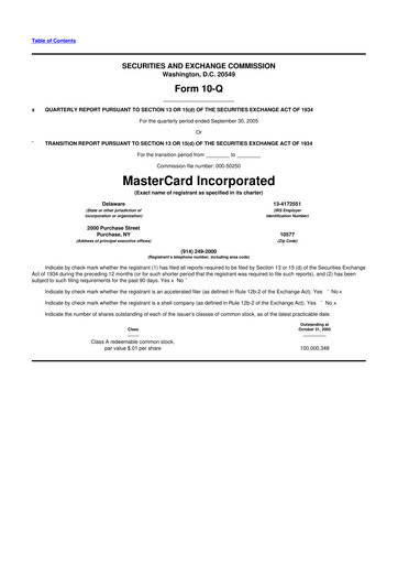 Thumbnail Mastercard 10-Q Quarterly Report FY 