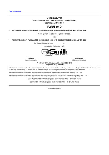 Thumbnail A. O. Smith 10-Q Quarterly Report FY 
