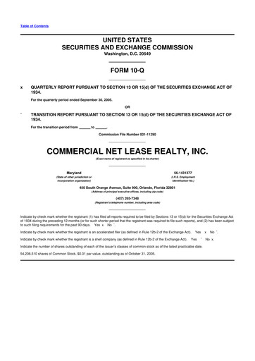 Thumbnail NNN REIT 10-Q Quarterly Report FY 