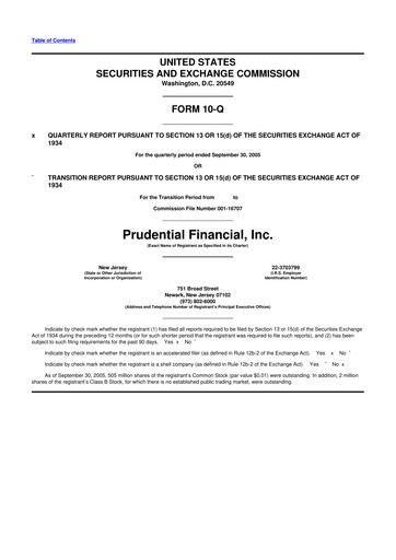Thumbnail Prudential Financial 10-Q Quarterly Report FY 