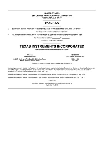 Miniature Texas Instruments 10-Q Rapport trimestriel  