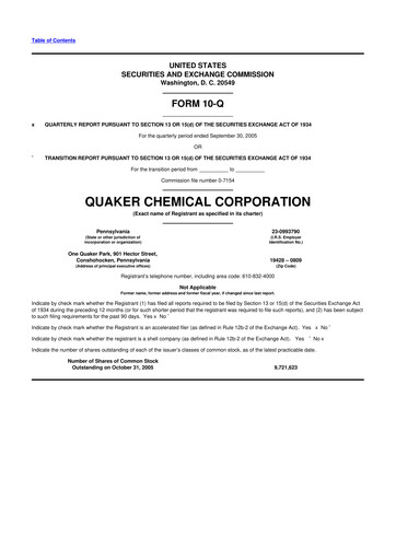 Thumbnail Quaker Houghton 10-Q Quarterly Report FY 