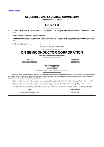 Thumbnail ON Semiconductor 10-Q Quarterly Report FY 
