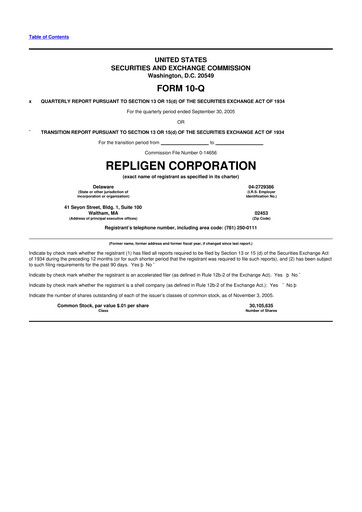 Thumbnail Repligen
 10-Q Quarterly Report FY 