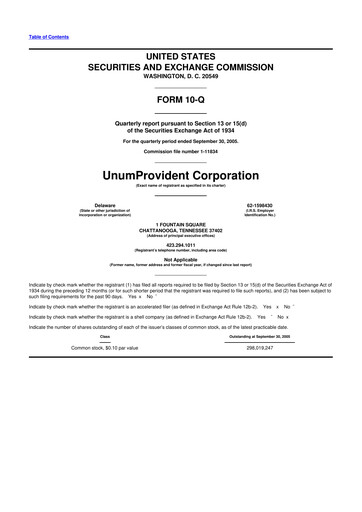 Thumbnail Unum 10-Q Quarterly Report FY 