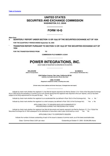 Thumbnail Power Integrations
 10-Q Quarterly Report FY 
