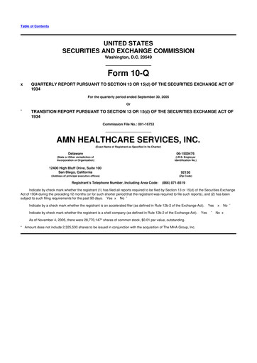Thumbnail AMN Healthcare Services 10-Q Quarterly Report FY 