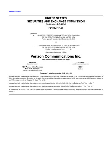 Vorschaubild Verizon 10-Q Quartalsbericht  