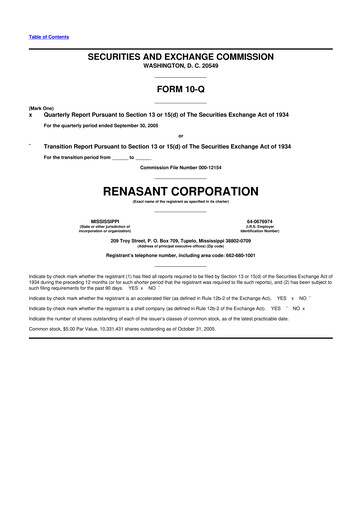Thumbnail Renasant Corp 10-Q Quarterly Report FY 