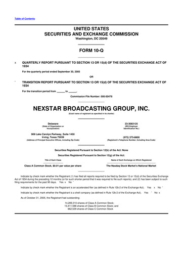 Thumbnail Nexstar Media Group
 10-Q Quarterly Report FY 