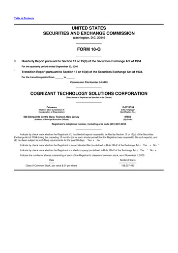 Thumbnail Cognizant Technology Solutions  10-Q Quarterly Report FY 