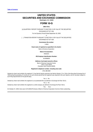 Thumbnail Bank of America  10-Q Quarterly Report FY 