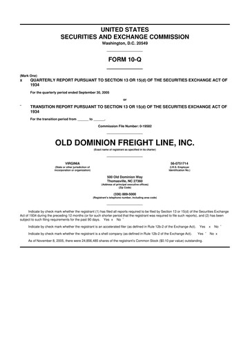 Thumbnail Old Dominion Freight Line
 10-Q Quarterly Report FY 