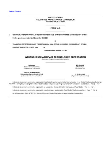 Thumbnail Wabtec 10-Q Quarterly Report FY 