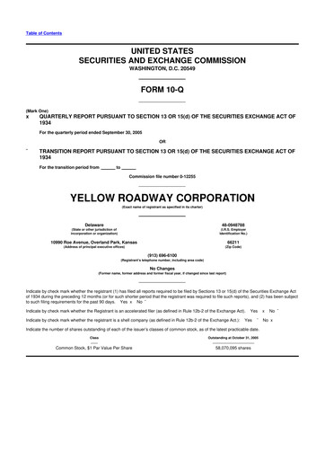 Thumbnail Yellow Corporation 10-Q Quarterly Report FY 