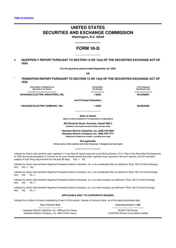 Thumbnail Hawaiian Electric Industries 10-Q Quarterly Report FY 