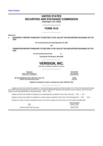 Thumbnail VeriSign 10-Q Quarterly Report FY 
