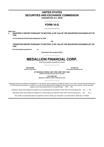 Thumbnail Medallion Financial Corp. 10-Q Quarterly Report FY 