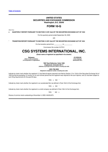 Thumbnail CSG International
 10-Q Quarterly Report FY 