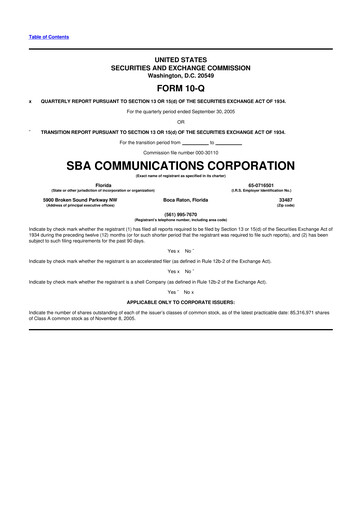 Thumbnail SBA Communications 10-Q Quarterly Report FY 