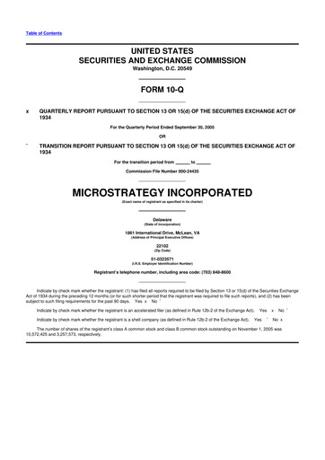 Thumbnail Strategy 
 (MicroStrategy) 10-Q Quarterly Report FY 