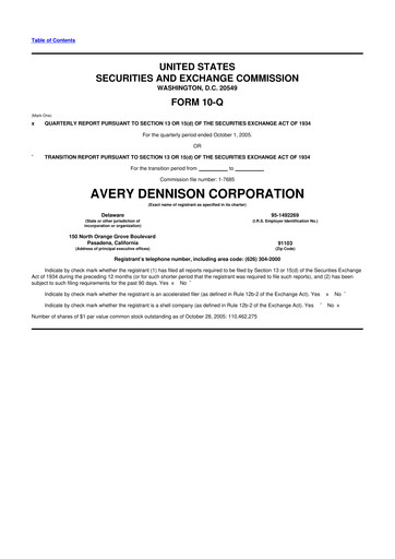 Thumbnail Avery Dennison
 10-Q Quarterly Report FY 