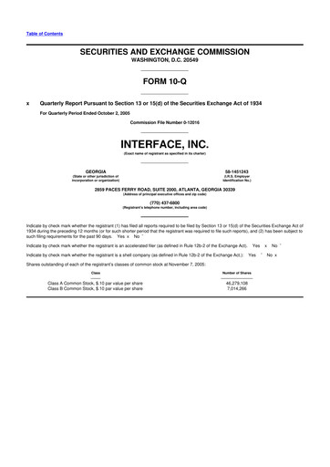 Vorschaubild Interface, Inc. 10-Q Quartalsbericht  