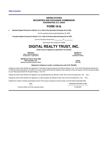 Thumbnail Digital Realty 10-Q Quarterly Report FY 