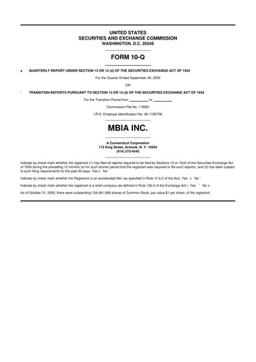 Thumbnail MBIA 10-Q Quarterly Report FY 