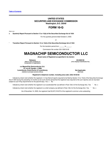 Miniature Magnachip Semiconductor 10-Q Rapport trimestriel  