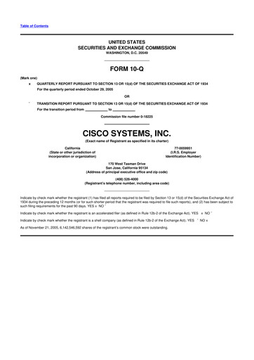 Thumbnail Cisco 10-Q Quarterly Report FY 