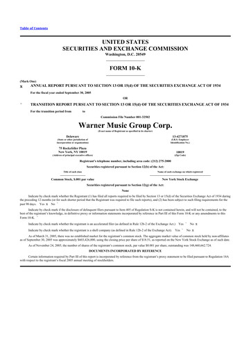 Thumbnail Warner Music Group
 10-K Annual Report 