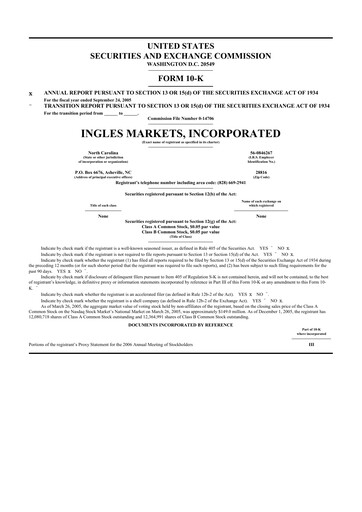 Thumbnail Ingles Markets 10-K Annual Report 