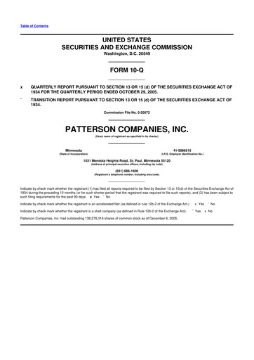 Miniature Patterson Companies
 10-Q Rapport trimestriel  