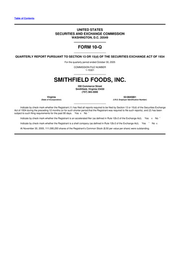Thumbnail Smithfield Foods 10-Q Quarterly Report FY 