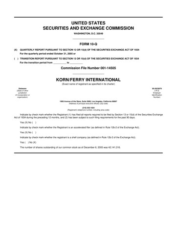 Miniature Korn Ferry
 10-Q Rapport trimestriel  