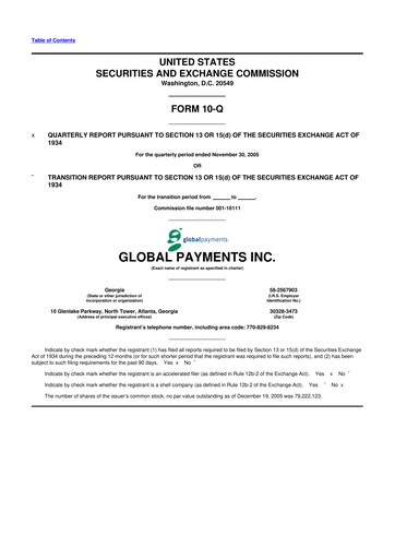Thumbnail Global Payments 10-Q Quarterly Report FY 