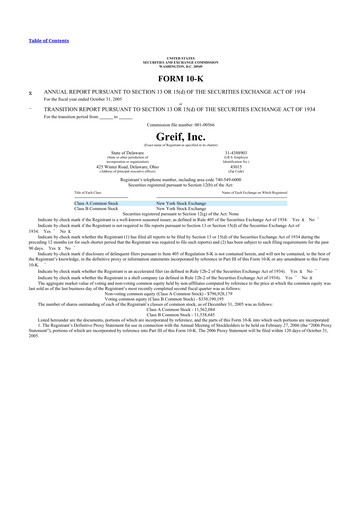 Thumbnail Greif 10-K Annual Report 