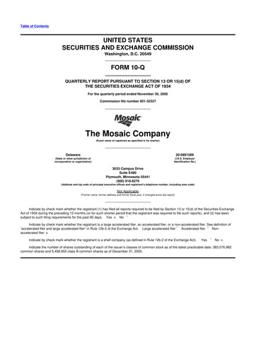 Thumbnail The Mosaic Company 10-Q Quarterly Report FY 