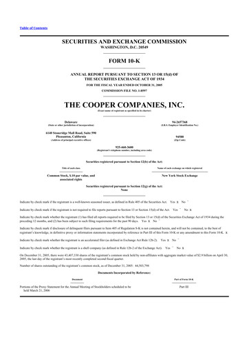 Thumbnail Cooper Companies 10-K Annual Report 