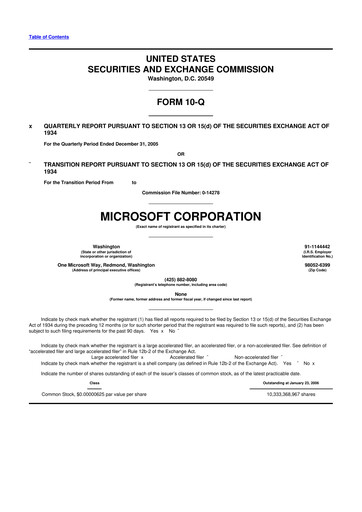 Thumbnail Microsoft 10-Q Quarterly Report FY 