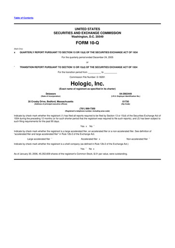 Thumbnail Hologic 10-Q Quarterly Report FY 