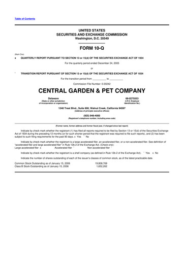 Vorschaubild Central Garden & Pet 10-Q Quartalsbericht  