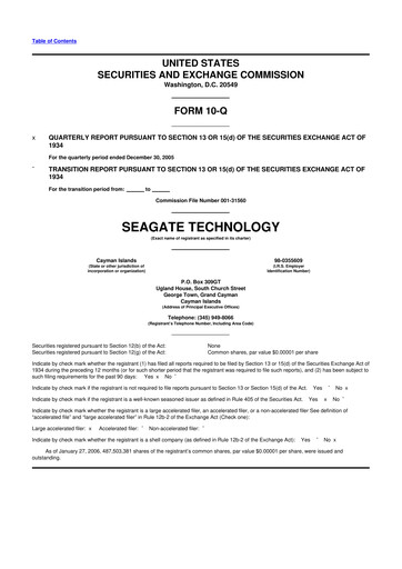 Thumbnail Seagate Technology 10-Q Quarterly Report FY 