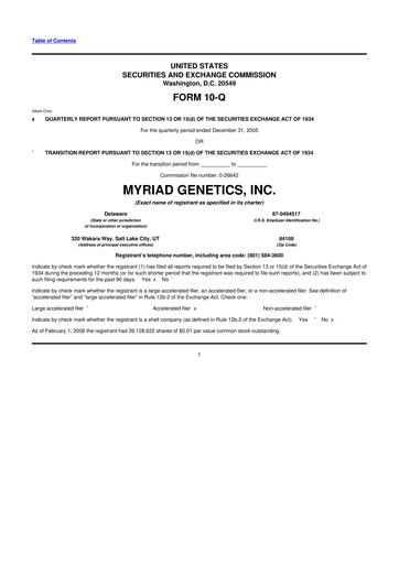 Thumbnail Myriad Genetics 10-Q Quarterly Report FY 